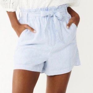 Draper James High-Waist Paperbag Short White Blue M New but missing tags